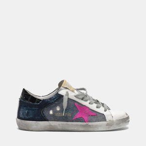 Super-Star sneakers in denim with fuchsia star